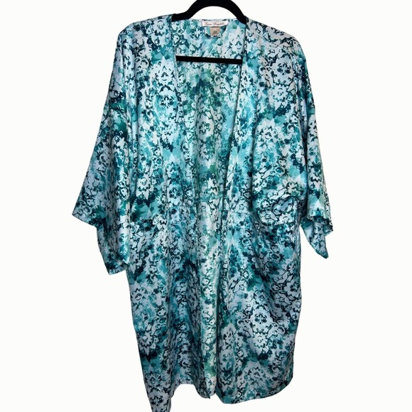 Linea Donatella Other - Vintage Linea Dontella Green Blur Floral Robe Lightweight L/XL